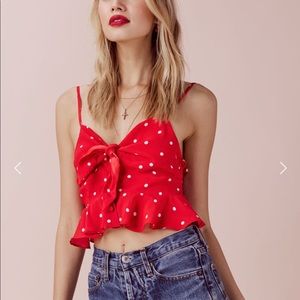 For Love and Lemons Natalia dot crop🔴⚪️🔴⚪️